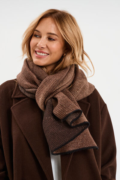 &Eacute;charpe fils m&eacute;tallis&eacute;s marron fonc&eacute; femme