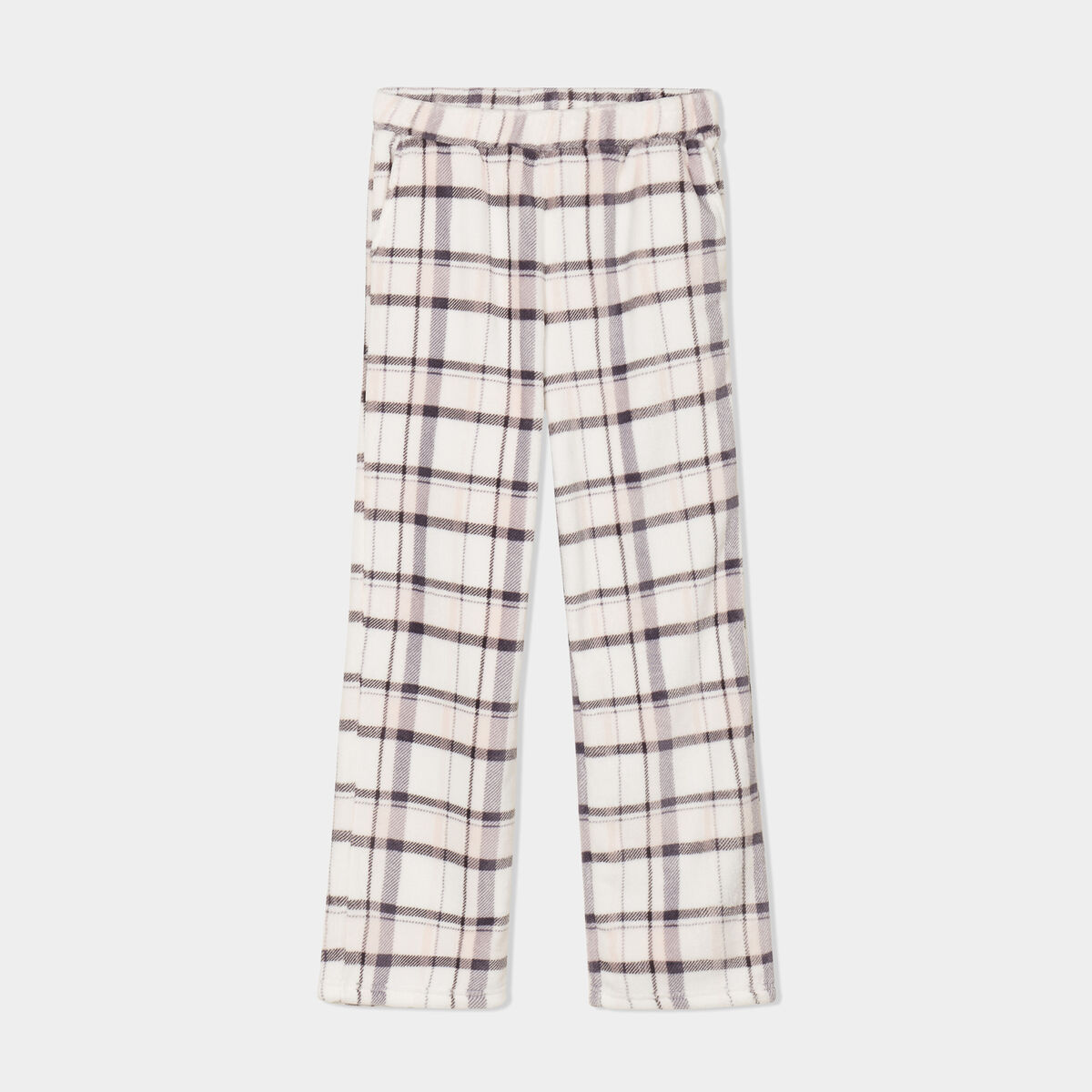 Pantalon de pyjama effet polaire gris femme