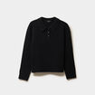 Pull col polo manches longues noir femme