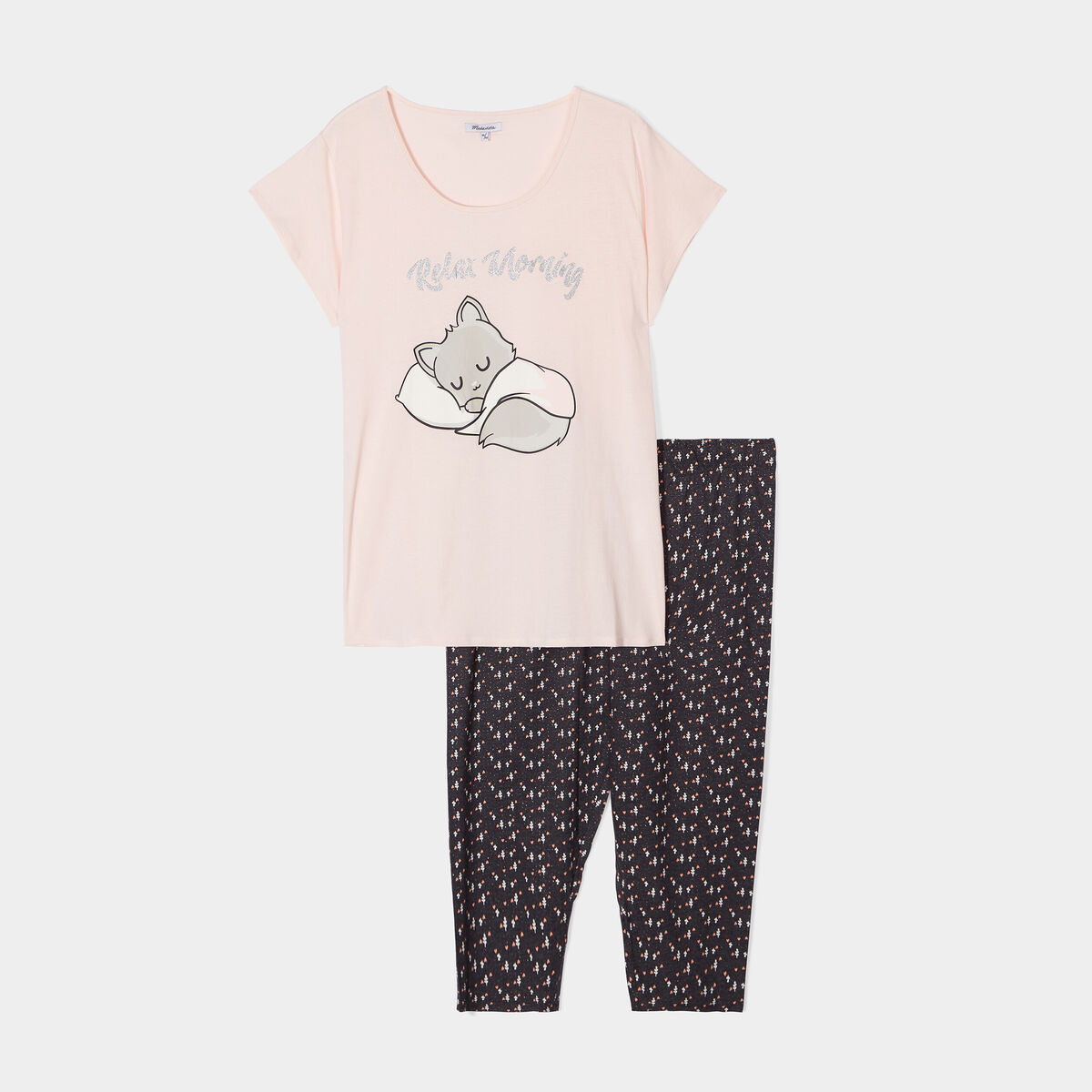 Ensemble pyjama corsaire Modavista rose clair femme grande taille