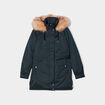 Parka avec capuche fourrure vert foncé femme