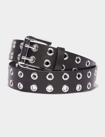 Ceinture avec oeillets gris argent femme