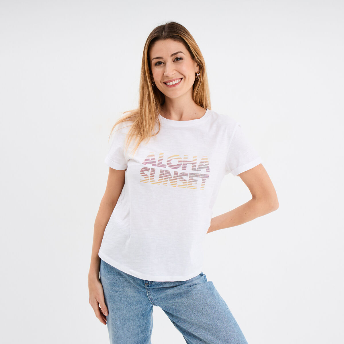 T-shirt manches courtes coton blanc femme
