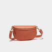 Sac banane arrondi marron cognac femme