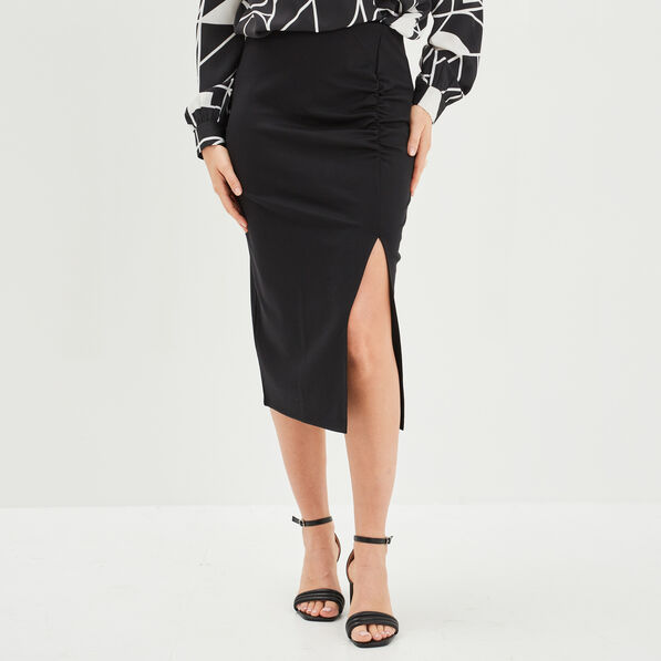 Jupe midi fendue noir femme