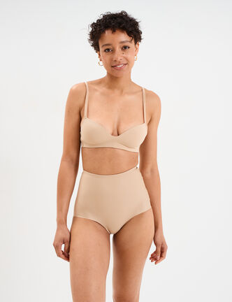 Soutien-gorge push up microfibre beige femme