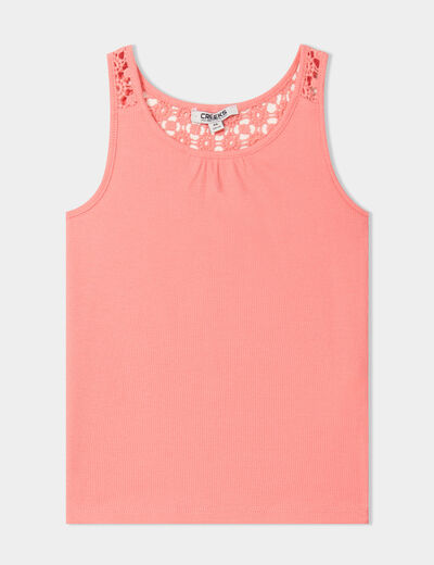 Débardeur côtelé dos macramé Creeks rose framboise fille