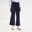 Pantalon effet velours &agrave; pont 7/8&egrave;me bleu fonc&eacute; femme
