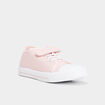 Tennis basses en toile &agrave; scratchs rose fille