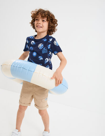 T-shirt manches courtes coton bleu pastel garçon