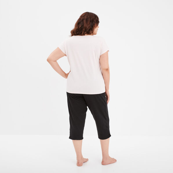 Ensemble pyjama corsaire coton rose poudrée femme grande taille