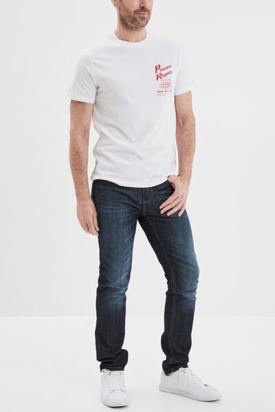 T-shirt droit manches courtes coton blanc homme