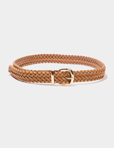Ceinture tressée marron clair femme