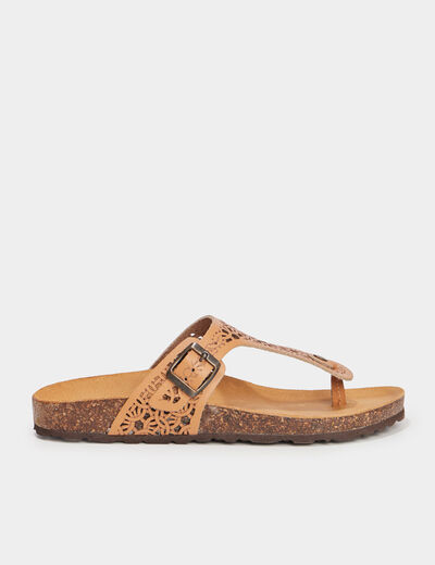 Mules détails ajourés en cuir Creeks marron femme