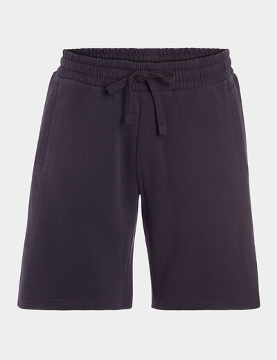 Short jogging molletonné droit bleu marine homme