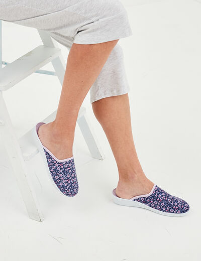 Chaussons mules compensés mauve femme