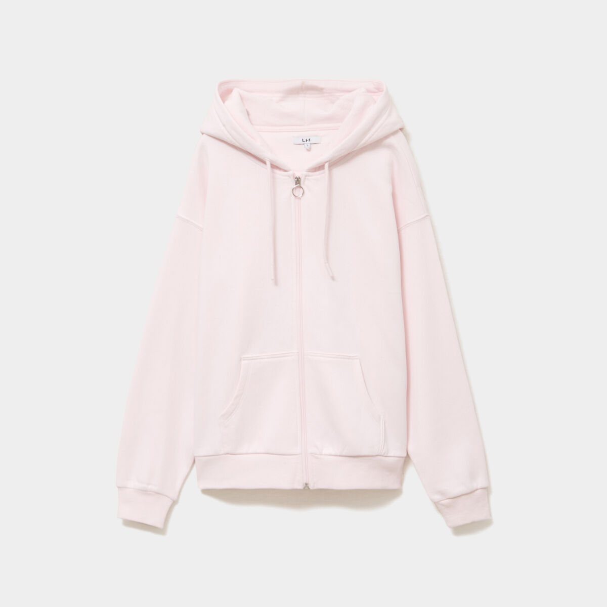 Sweat zipp&eacute; &agrave; capuche molleton rose clair femme