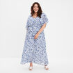 Robe longue évasée dos en V bleu electrique femme grande taille
