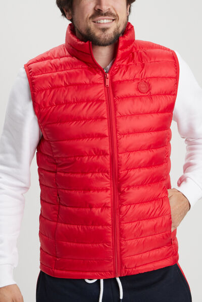 Doudoune légère zippée sans manches rouge homme