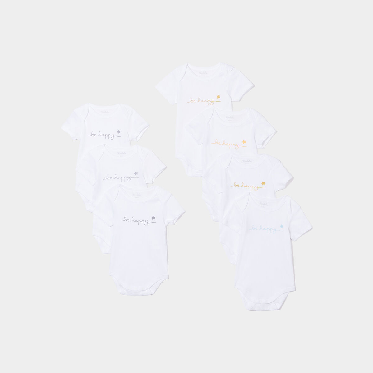 Lot 7 bodies US coton manches courtes blanc bébé