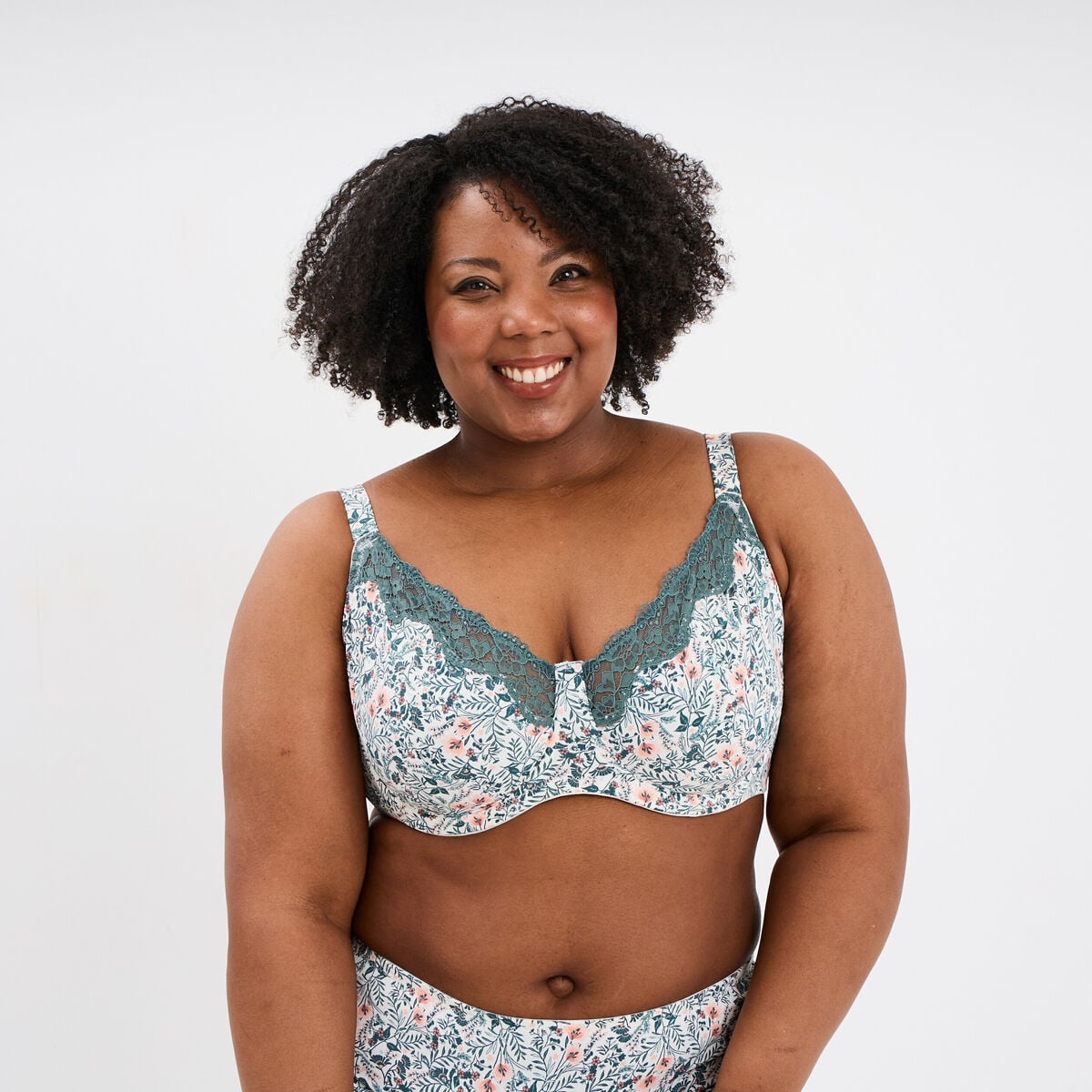 Soutien-gorge corbeille microfibre vert turquoise femme grande taille