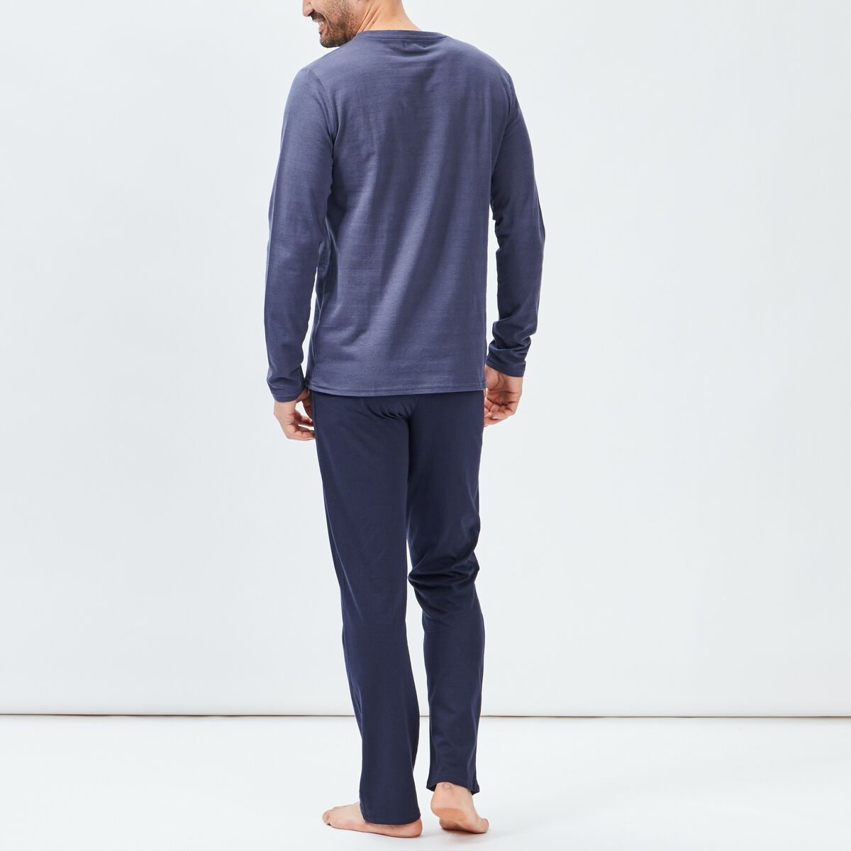 Ensemble pyjama 2 pièces bleu marine homme