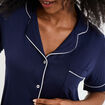 Ensemble pyjama fluide short et chemise bleu marine femme