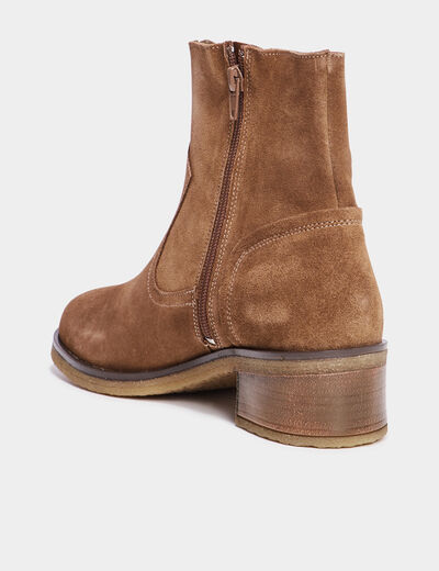 Bottines cuir daim &agrave; talons Creeks taupe femme
