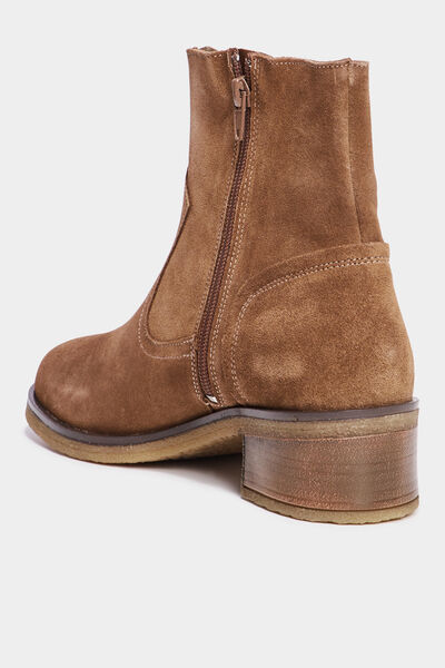 Bottines cuir daim &agrave; talons Creeks taupe femme
