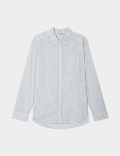 Chemise manches ajustables 1 poche coton vert kaki femme