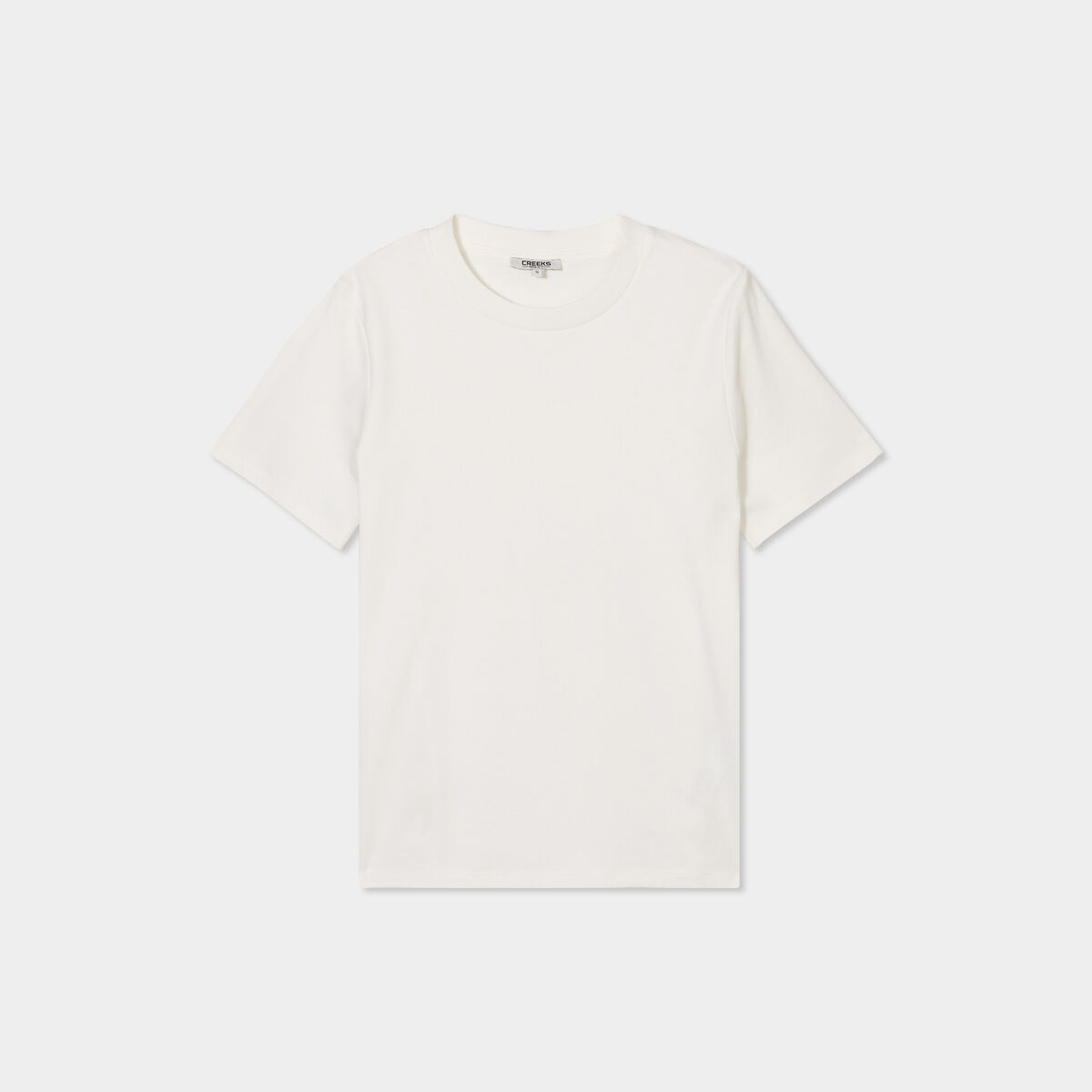 T-shirt col rond manches courtes coton blanc femme