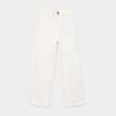 Jean large cropped poches plaqu&eacute;es coton ivoire femme