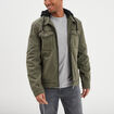 Veste doubl&eacute;e capuche amovible en coton vert kaki homme