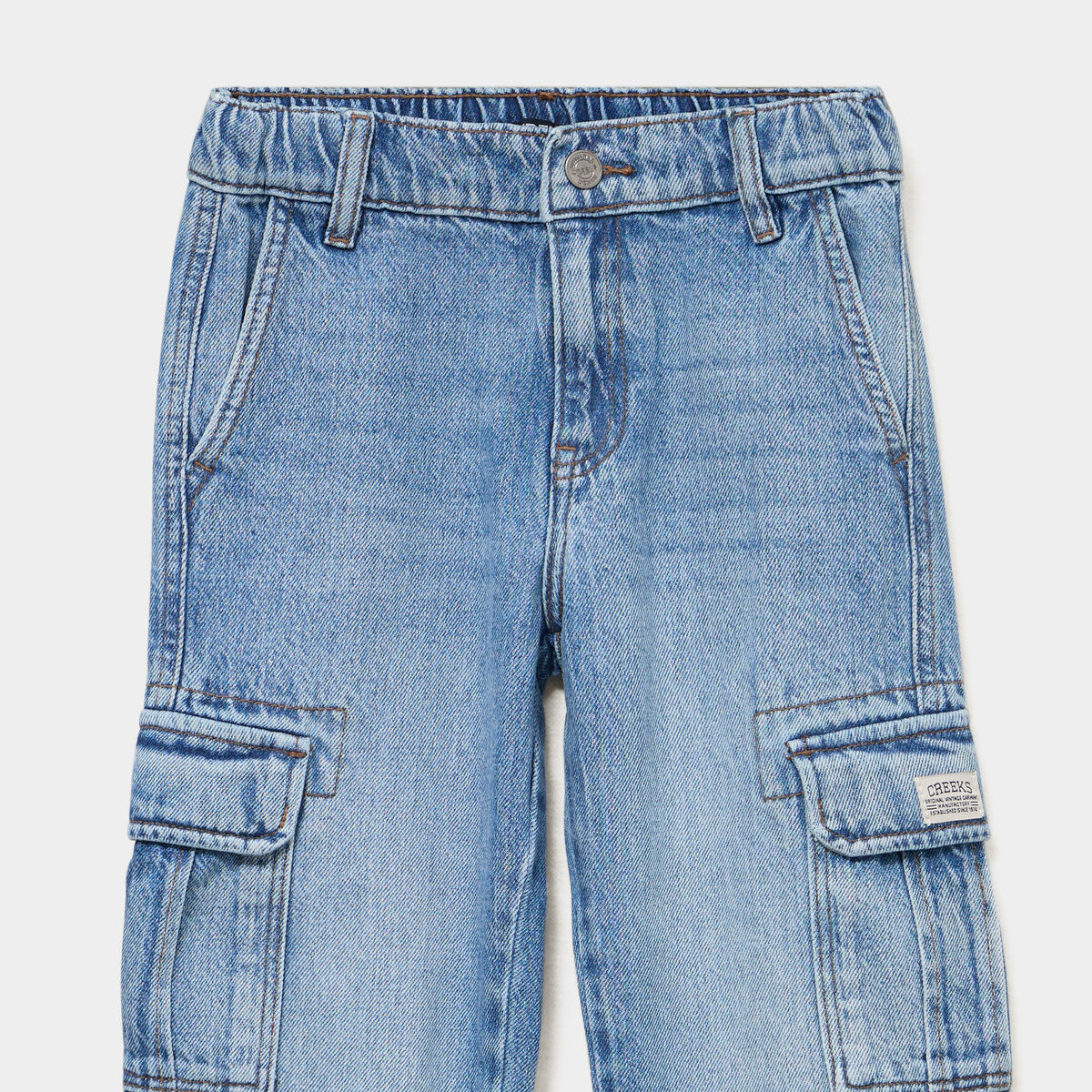 Jeans cargo 6 poches coton denim double stone gar&ccedil;on