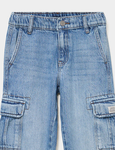 Jeans cargo 6 poches coton denim double stone gar&ccedil;on