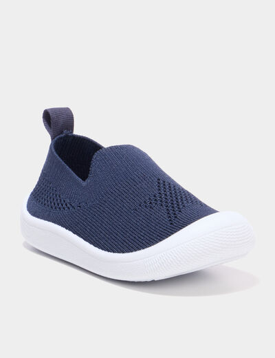 Baskets bout renforc&eacute; &agrave; semelle souple bleu marine b&eacute;b&eacute; gar&ccedil;on