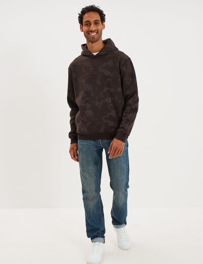 Sweat hoodie &agrave; capuche molleton marron chocolat homme