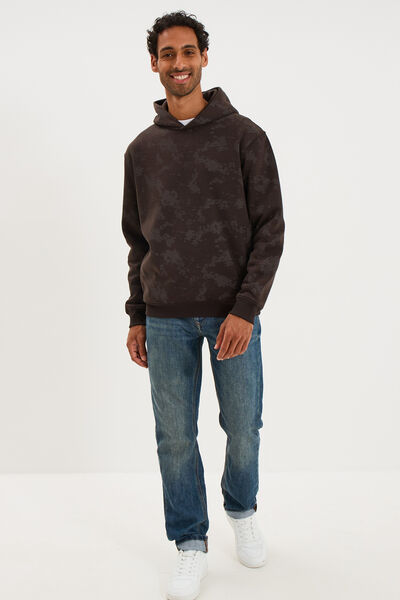 Sweat hoodie &agrave; capuche molleton marron chocolat homme