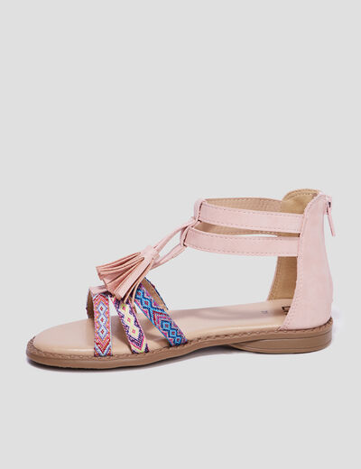 Sandales zippées à franges multicolore fille