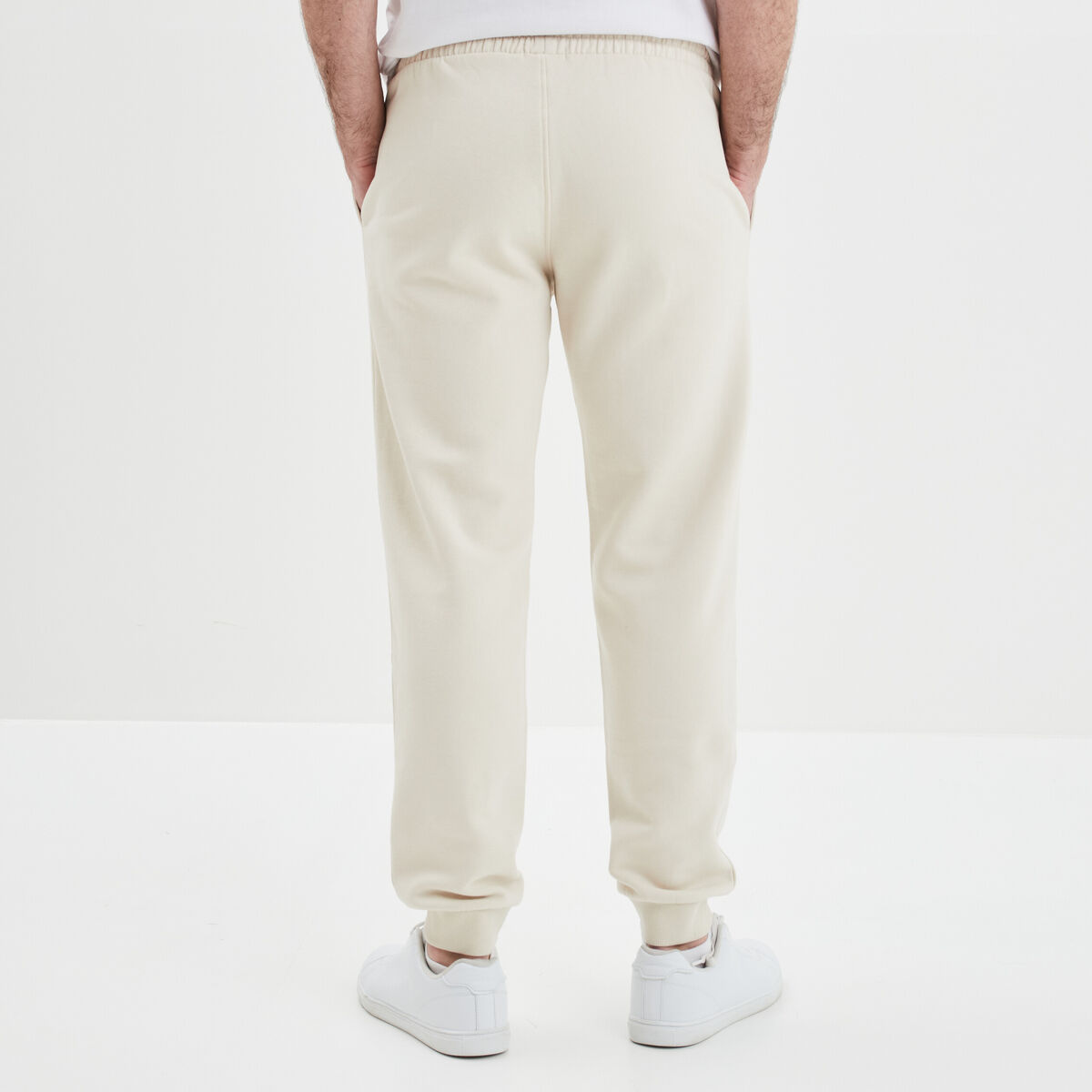 Pantalon jogging droit molleton ecru homme