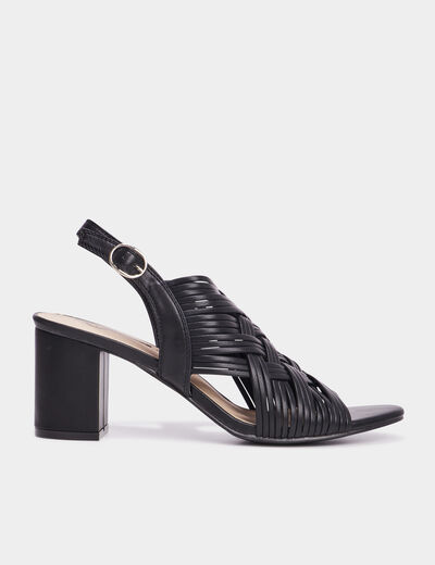 Sandales multibrides à talons Mosquitos noir femme