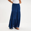 Jupe longue fluide taille &eacute;lastiqu&eacute;e bleu marine femme