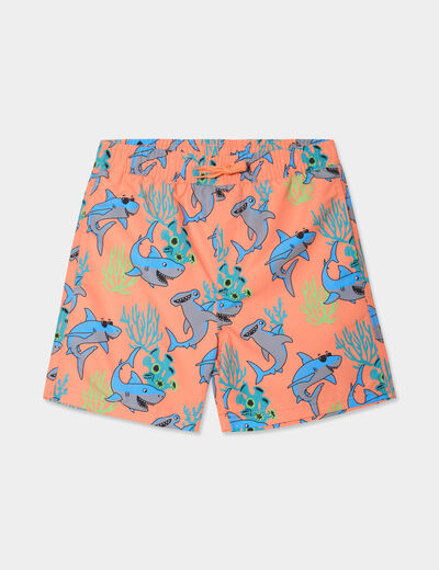Short de bain orange corail gar&ccedil;on