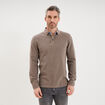 Polo piqu&eacute; droit manches longues coton gris homme
