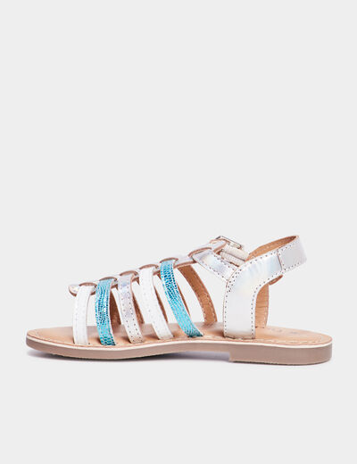 Sandales brides irisées en cuir Creeks bleu fille