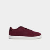 Baskets en su&eacute;dine &agrave; lacets bordeaux femme