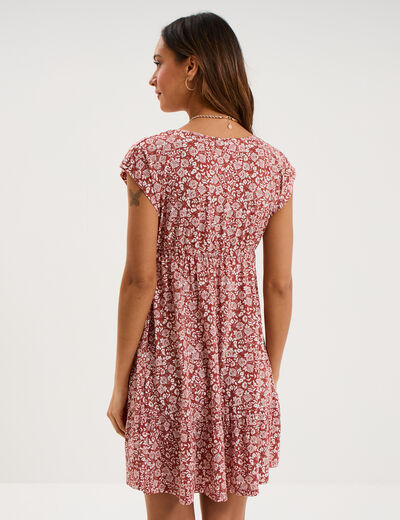 Robe patineuse manches courtes terracotta femme
