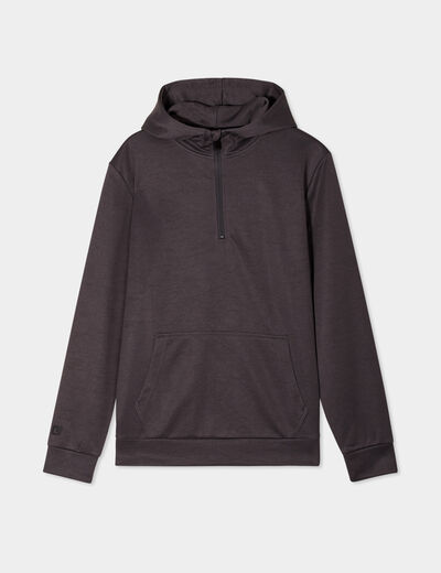 Sweat à capuche hoodie zippé vert kaki homme