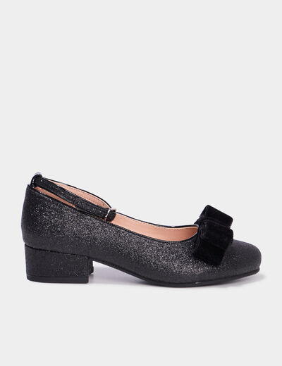 Babies à talons avec noeuds noir fille