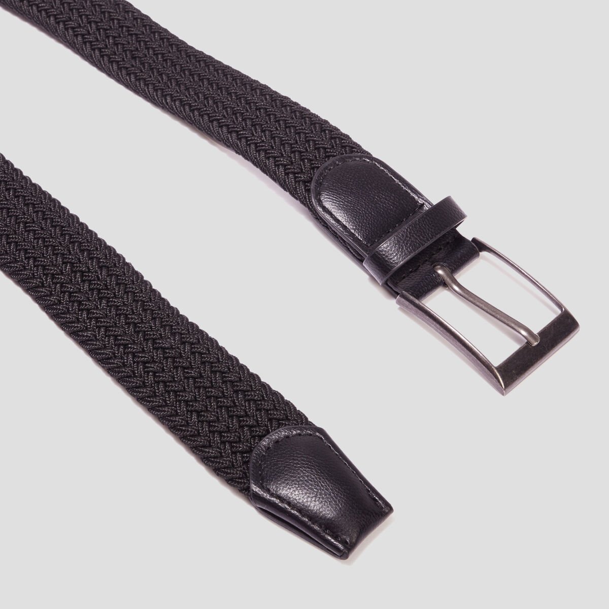 Ceinture tressée noir homme
